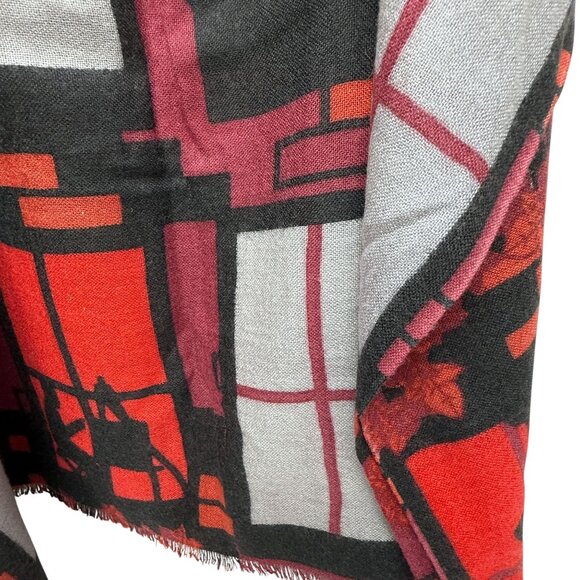 Yarnz 100% Cashmere Oversized Scarf Window Scene Print 36x80" Artsy Luxury - Picture 11 of 13